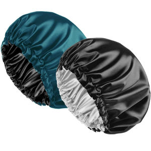Bonnet de nuit en soie pour femmes, couleur personnalisée, grande taille, bonnet rond, logo personnalisé, bonnets pour cheveux en satin de polyester - Product Image 1