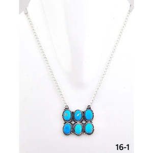 Collar Geométrico de Plata de Ley y Turquesa de Kingman del Suroeste, Ideal para Regalo - Product Image 1