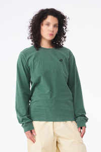 Camiseta Unisex de Manga Larga con Logotipo Personalizado, 100% Algodón Jersey, Verde Liso, Ropa Casual Transpirable de Alta Calidad, Marca Privada OEM - Product Image 3