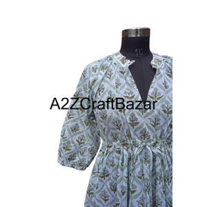 Vestido Midi Moderno de Verano para Mujer, Estampado Floral, Cuello en V, Casual, 100% Algodón, Decoración con Botones, Estilo Natural para Diario - Product Image 4