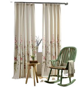 Nouveau style rideaux occultants modernes à imprimé floral personnalisables en coton et soie, résistants à la poussière, pour lucarnes, avec coutures - Product Image 1