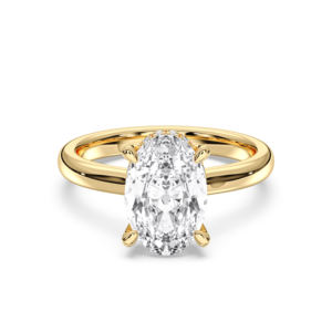 Anillo de compromiso solitario de moissanita con forma ovalada y redonda de 2.70 quilates E-F/VVS VS, hecho en oro macizo para mujer - Product Image 5