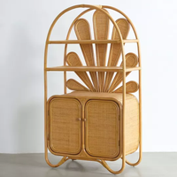Vente en gros Étagère de rangement Art-déco en rotin Bloom Meuble de salon unique fabriqué à la main par des artisans vietnamiens