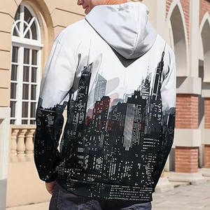 เสื้อฮู้ดพิมพ์ลาย3D ของผู้ชายเสื้อสวมหัวสีพื้นพิมพ์ลาย3D ดีไซน์ตามสั่ง - Product Image 3