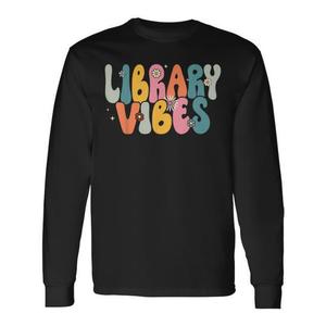 T-shirt a maniche lunghe Library Vibes Retro Groovy Crew, abbigliamento per la biblioteca scolastica - Product Image 1