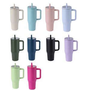 Gobelet 40 oz avec poignée et paille Gobelets à double isolation avec paille à bascule et poignée supérieure Gobelet étanche - Product Image 6