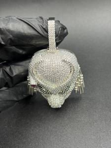 Colgante de Diamante Moissanita de Corte Redondo Estilo Cazador de Extraterrestres, Joyería Fina de Plata 925, Colgantes y Dijes Hip Hop - Product Image 2