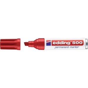 Paquete de 10 Marcadores Permanentes Rojos EDDING Serie 500 con Ancho de Línea de 2-7 mm y Punta Biselada - Product Image 1