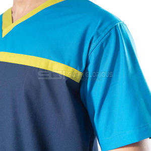 ชุดยูนิฟอร์มแพทย์แบบขายส่ง ดีไซน์สวย ผ้าสแปนเด็กซ์/โพลีเอสเตอร์ เนื้อผ้านุ่ม คอวี มีกระเป๋าหลายช่อง เหมาะสำหรับแพทย์ในช่วงฤดูร้อน - Product Image 4