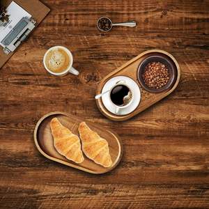 Plateau de service rectangulaire en bois écologique de luxe et assiettes ovales, vaisselle facile à nettoyer - Product Image 2