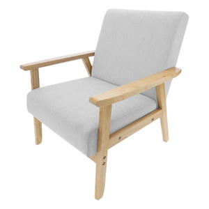 Sillón de madera de teca natural con asiento tapizado y reposabrazos para el hogar, apartamento, hotel o villa, silla de ocio de madera maciza - Product Image 3