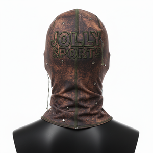 Balaclava en polyester extensible de qualité supérieure 300GSM dans des tons rustiques de brun et de vert avec un panneau central avant et un balaclava brodé pour hommes - Product Image 4