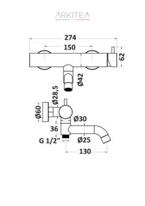 Grifo Mezclador para Bañera de Acero Inoxidable con Ducha de Mano y Manguera Flexible, Diseño Moderno Redondeado, Resistente a la Corrosión para Baños - Product Image 2
