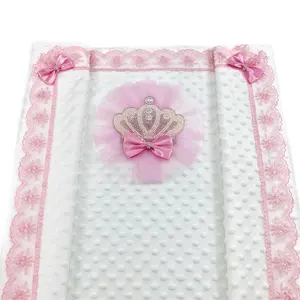 Spitze Rosa Weiß Hochwertige Baby decke Großhandel Benutzer definierte Neugeborene Neues Design Tragbare Bequeme Weiche Decken Für Babys