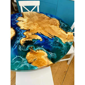 Table à manger de luxe moderne en résine artisanale, design artistique, table basse imperméable pour salon, pour célébration d'anniversaire de mariage - Product Image 4