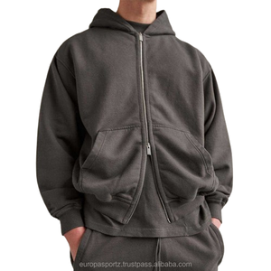 Offre Spéciale automne couleur unie hommes à manches longues fermeture éclair Hoodies avec des couleurs et des tailles personnalisées - Product Image 1