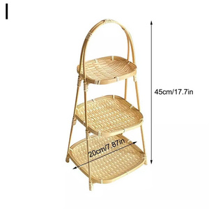 Vente en gros Salle à manger pique-nique en plein air pour éloigner les mouches insectes moustiques plateau de service stockage des aliments 2 étages panier en bambou pour la nourriture - Product Image 1