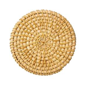 Dessous de verre en rotin tissé naturel Dessous de plat rond résistant à la chaleur pour tasses à thé pour table de cuisine-Ensemble de tapis - Product Image 1