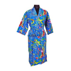 Luxury Elegant Kantha <b>Kimono</b> Bathrobe for Women Full-Length Floral Design Handwork Premium Quality Sleepwear - Product Image 1