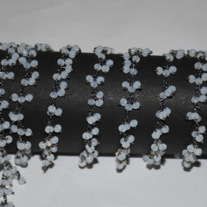 Black plated White Rainbow Glass Beads <b>Cluster</b> Rosary Chain, Rosary for Jewelry Bracelet necklace Making, Brass wire wrapped - Product Image 2