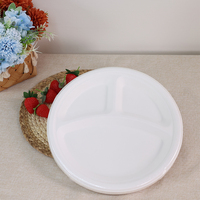 Assiettes robustes en bagasse, jetables, en pulpe de canne à sucre, compostables, pour la restauration à emporter