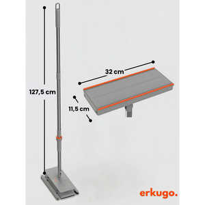 Serpillère plate à une touche avec manche télescopique et mécanisme de verrouillage automatique du chiffon, conception ergonomique pour un nettoyage domestique facile - Product Image 5