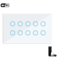 Tuya WiFi Touch 10 Gang Switch Indian Smart Life APP Commande de minuterie vocale 4 MD Standard Max 10A Courant