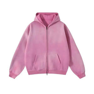 Sudadera con Capucha Unisex de Gran Tamaño para Hombre, Chaqueta de Lana de Algodón con Cremallera, Ropa de Calle Personalizada, Bordado en Blanco - Product Image 1