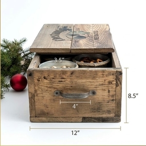 Caja de Almacenamiento de Madera de Castaño, Rectangular de 12x8.5 Pulgadas, Diseño Grabado con Efecto de Leña, para Almacenamiento de Alimentos - Product Image 3