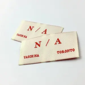 Etiqueta de ropa personalizada tejida de tafetán de poliéster con logotipo personalizado Etiquetas de ropa ecológicas para trajes de baño - Product Image 1