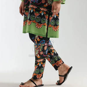 Traje de Dos Piezas Estampado para Mujer, Shalwar Kameez Pakistaní, Material de Algodón, Estampado Digital - Product Image 6