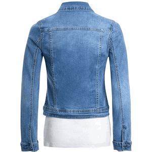 Chaqueta vaquera informal rasgada desgastada para mujer 2025, chaqueta vaquera ajustada de alta calidad, precio al por mayor sostenible, chaquetas de piel para mujer - Product Image 3