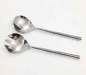 Serveur à salade classique en argent plaqué, écologique, compatible lave-vaisselle, manche en acier, cuillère à salade en acier inoxydable, fabrication artisanale - Product Image 4