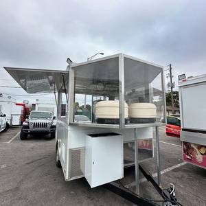 Remorque de camion-restaurant mobile en acier inoxydable blanc avec auvent et fenêtre de service vitrée pour la vente de snacks - Product Image 6