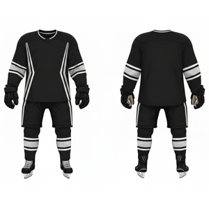 Uniforme de Hockey sobre Hielo Negro y Plateado Más Vendido - Diseña Tu Propio Logotipo Ropa Deportiva Jersey Profesional con Panel Lateral en Forma de V - Product Image 3