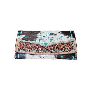 Cartera de Mano Vintage para Mujer, de Cuero Genuino con Bloqueo RFID, Diseño de Estampado Animal, Textura de Piel Suave, Cierre a Presión, Forro de Cuero, para Uso Diario - Product Image 1