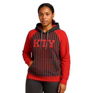 DST Delta Noir Corps Rouge Raglan Pinstripes Sweat à capuche en coton mélangé Vêtements de sororité grecque Divine Nine HBCU Vêtements de vie grecque - Product Image 1