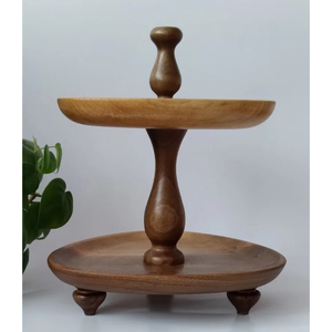 Elegant Design Oval Wooden <b>Cake</b> Stand Natural <b>Wood</b> Dessert Pastry Serving Tray Cupcake Display For Wedding Party Home - Product Image 2