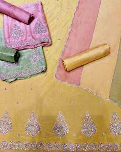 Costumes modernes indiens pakistanais de qualité supérieure brodés à la main pour femmes belles fêtes en organza à la mode - Product Image 1