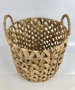 Panier de rangement fait main en jacinthe d'eau naturelle ronde écologique de haute qualité avec poignée pour la blanchisserie à domicile Type de panier sac - Product Image 3