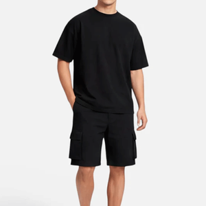 Conjunto de camiseta y pantalones cortos tipo cargo para hombre, informal, de verano, de secado rápido, transpirable, conjunto de 2 piezas de ropa informal para calle, unisex - Product Image 5