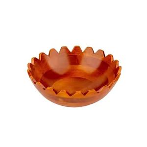 Bol décoratif en bois à bord zigzag unique, parfait pour la pièce maîtresse de la table à manger et la décoration intérieure rustique moderne - Product Image 1