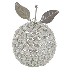 Último Diseño conjunto de 2 esculturas de fruta Glam de Metal plateado escultura de manzana de cristal de Metal de alta calidad para decoración del hogar - Product Image 3