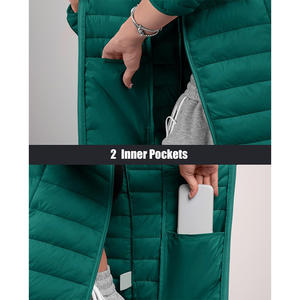 Hot Selling Women Quilted Knitted Puffer Jackets Stand Collar Welted Pockets Elastic Cuff 100% Polyester <b>Waterproof</b> Reversible - Product Image 5