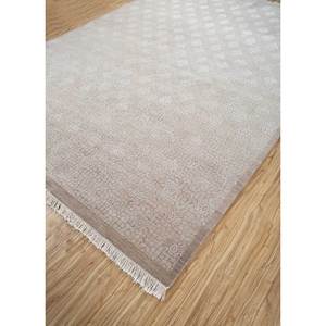 พรมขนสัตว์และไหมถักมือสีโรสเบจและสีน้ำตาลลายเรขาคณิตทรงสี่เหลี่ยมผืนผ้าสำหรับห้องนั่งเล่นและทางเดิน-Enr-1659 - Product Image 2