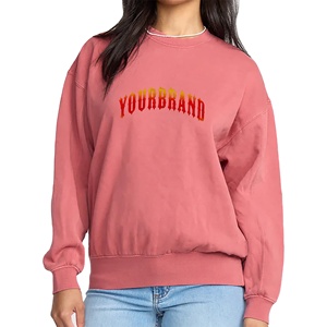 Venta al por mayor por encargo 100% algodón polar peso pesado mujer sudadera cuello redondo manga larga transpirable sudaderas con capucha y sudadera - Product Image 1