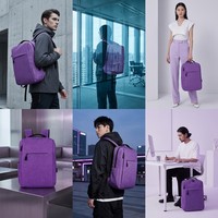 Mochila Profesional Personalizada Morada Minimalista para Negocios, con Puerto USB para Carga, Compartimento Delgado para Computadora Portátil, para Oficina
