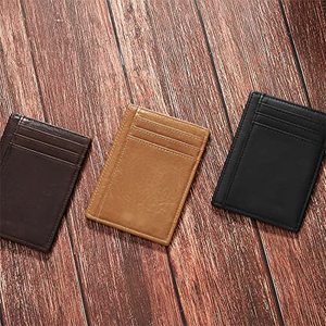 Tarjetero de cuero de PVC minimalista ultrafino para hombres y mujeres, bolsillo frontal RFID de gran tamaño con monedero para tarjetas bancarias - Product Image 2
