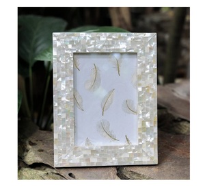 Custom Mother of Pearl Photo Frame - Handcrafted <b>Bedroom</b> Decor from India - Product Image 2