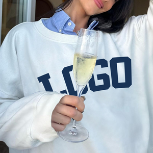 <b>Women</b> Winter <b>Long</b> Oversized Knitted Polyester/Cotton Custom Embroidered Logo Crew Neck Pullover <b>Sweatshirt</b> - Product Image 2